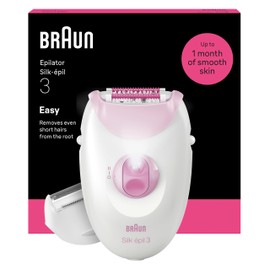 Braun Silk Epil 3 Epilatore Elettrico Donna Con Filo, Rasoio Elettrico Donna, Rimozione Facile Dei Peli, Pelle Liscia A Lungo, Include Testina Rasoio E Pettine Regolatore, 3-031, Rosa