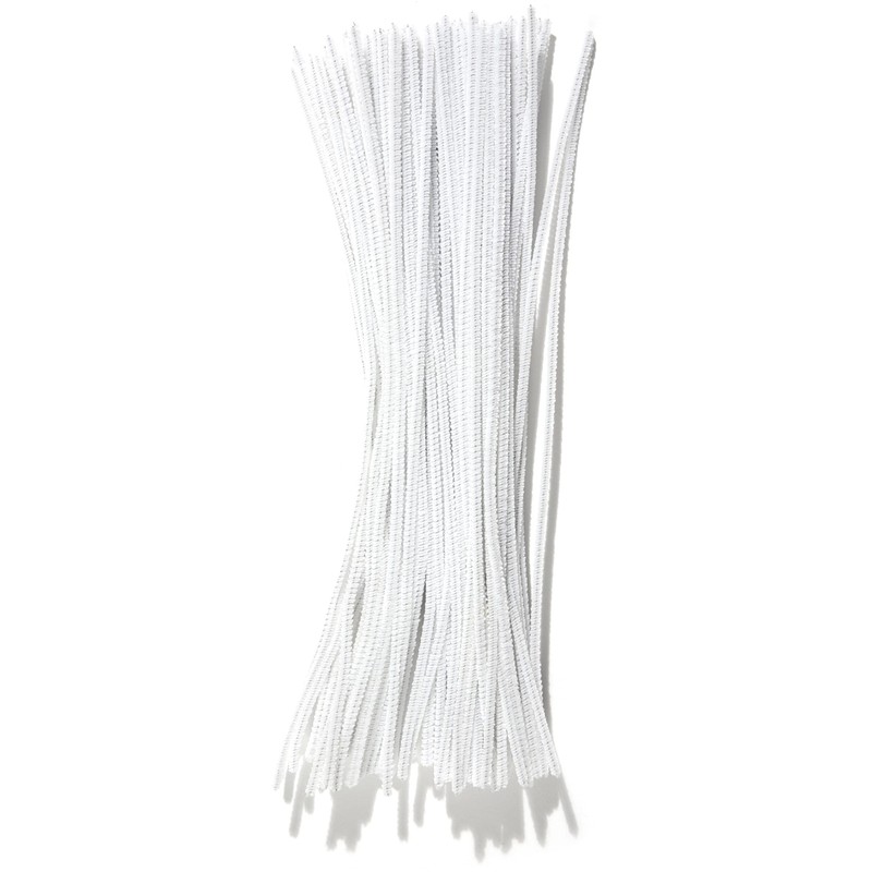 White Chenille Pipe Cleaners, 3mm x 12 inch, 100 Pack