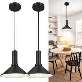 2 Pack Battery Operated Pendant Lights,Rechargeable Pendant Light with Remote,Black Pendant Light Fixtures for Kitchen island,Modern Industrial hanging Lights for Dining Room Hallway Entryway Bedroom
