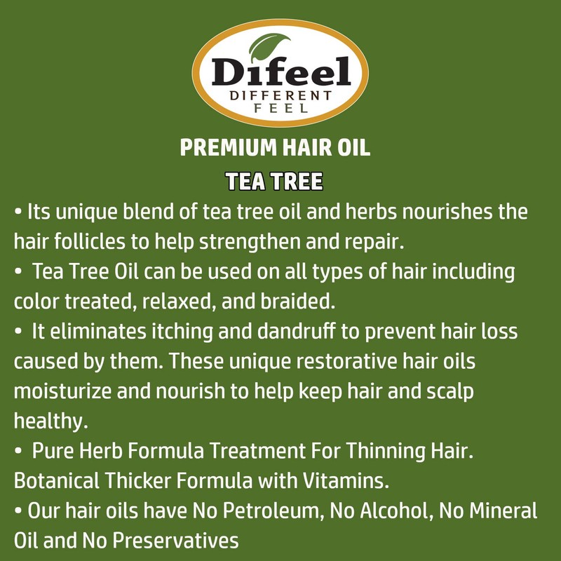 Difeel Premium Natural Hair Oil - Castor Oil and Tea