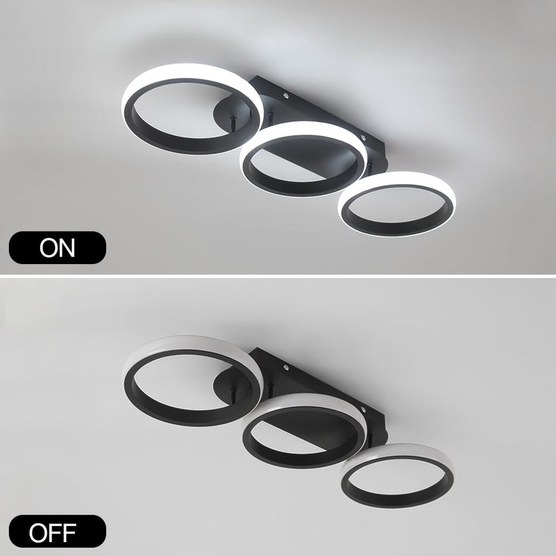 Kaniker Modern LED Ceiling Light, 3-Round Rings Flush Mount Ceiling