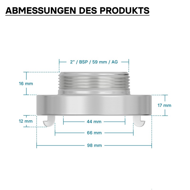 Storz-Coupling Adapter C/52mm with Male Thread 2 inch (59.25 mm)