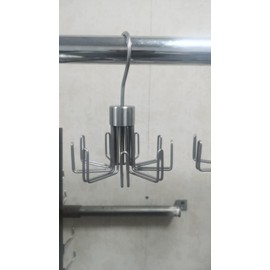 Belt Hanger for Closet, Rotatable Belt Organizer Closet Accessories Rack for Display, Holds up to 27 Items, 9 Large Non-Slip U-Shaped Holder Storage Hooks for Belt, Scarf, Silver