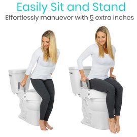Vive Raised Toilet Seat - 5" Portable, Elevated Toilet Seat Riser & Extender - Elongated and Standard Fit Commode Lifter - Bathroom Safety Extender Assists Disabled, Elderly, Seniors, Handicapped