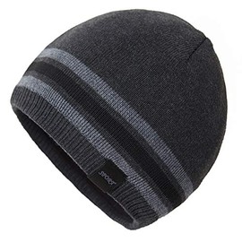 OMECHY Mens Winter Beanie Hat Oversized Warm Knit Fleece Lined Short Beanie Ski Skull Cap Grey