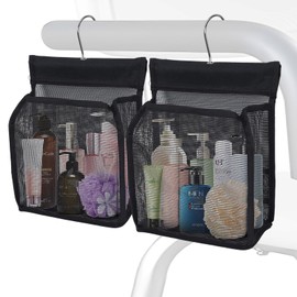 ieddet 2 Pack Hanging Shower Caddy for Shower Chair, Mesh Shower Caddy with Hooks for Elderly, Pregnant, Patient, and Disabled, Also Suitable for Dorm, Gym, RV, Travel and Kitchen