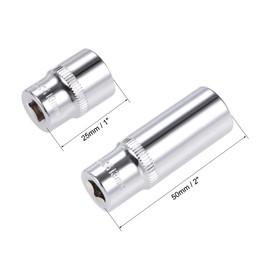 uxcell 1/4-Inch Drive by 13mm Deep and Shallow Socket Set of 2 Pcs, Cr-V, 6-Point, Metric