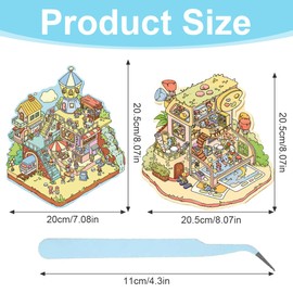 XYTAHDM 4 Sets DIY 3D House Sticker Set Type B, 3D Sticker Scene, Creative Stress Relief for Children, Adults, Sticker Therapy, Creative Scene Fun Stacking