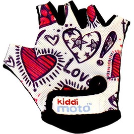 Kiddimoto - Cycling Gloves | Fingerless Gloves for Kids | Perfect for Bike, Scooter & Skateboard | Ideal for Boys and Girls | Available in Different Colourful Designs & Sizes (Love, S (2-5y))