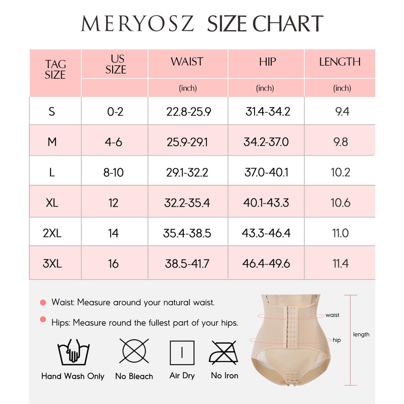 MERYOSZ Butt Lifting Panties High Waisted Tummy Control Shapewear for