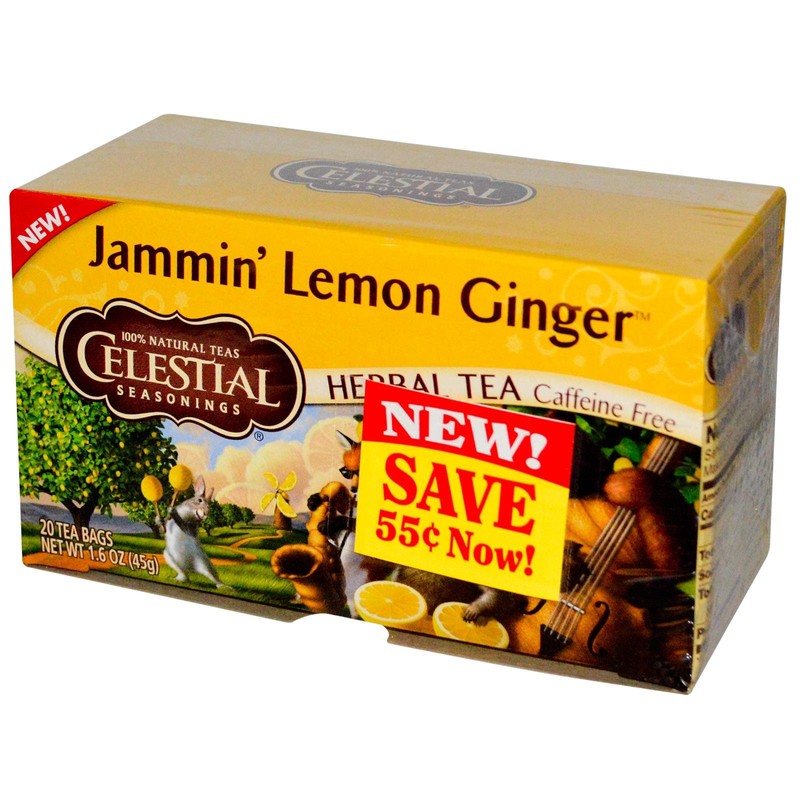 Celestial Seasonings Herbal Tea Caffeine Free Jammin' Lemon Ginger -