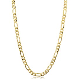 Kooljewelry 14k Yellow Gold Filled Solid Figaro Link Necklace (4.35 mm, 22 inch)