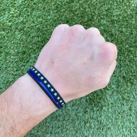 Thin Blue Line Wristband - Size: YOUTH - 7"