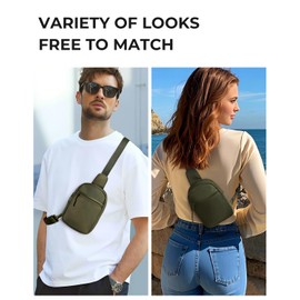 CHOLISS Small Crossbody Bags for Men and Women, Sling Backpack Travel Bag Nylon, Green