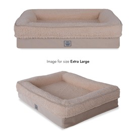 Memory Foam Dog Bed for Extra Large Dogs. Waterproof Dog Sofa Bed Extra Large, Supportive Foam Pet Couch Bed with Removable Washable Cover with Waterproof Cover and Non Skid Bottom, Beige