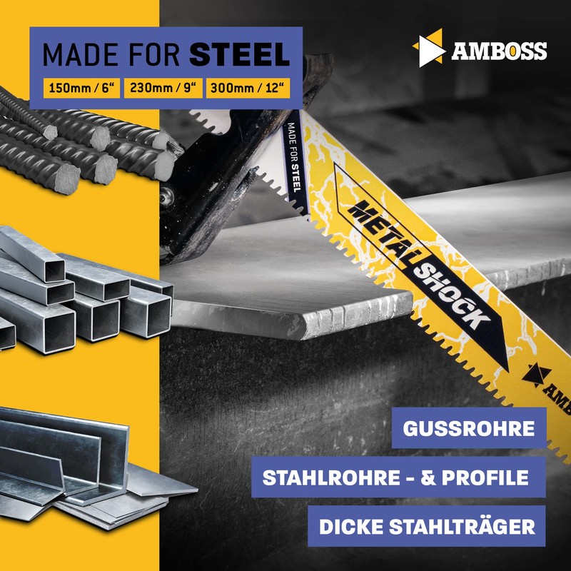 AMBOSS METAL SHOCK - 3 x reciprocating saw blade length