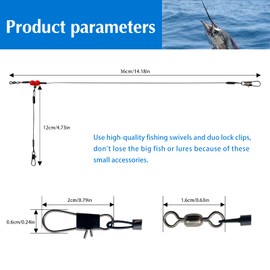 YOTO Fishing Leaders,Stainless Steel Tackle Rig with Tackle Lure Swivels Snaps, Saltwater rig Wire Leader Fishing Leader Wire Bottom rigs for Saltwater