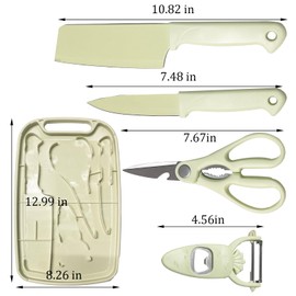Cutting Board and Knife Set, 5 In1 Travel Cutting Board And Knife Travel Cutting Board Kitchen Scissors and Peeler For Kitchen (Beige)