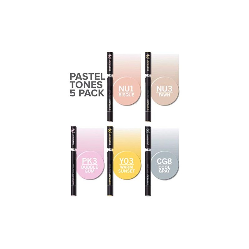 Chameleon Light Pastel Tones Set of 5 Pens Double Ended