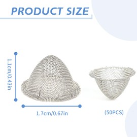 50 PCS Pipe Screens 1/2 Inch 100% Stainless Steel Bowl Screens Filters, 0.5 Inch Tapered Design Metal Clean Screen, Reusable Filters Self-Adjustable Size Filters, with a Storage Box