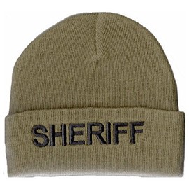 Black with Gold Lettering Sheriff Watch Cap, Beanie Style, Universal Size