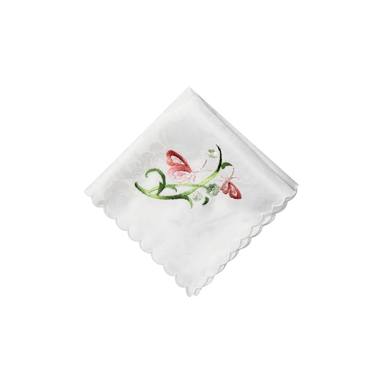 [Ebherys] 100% Silk Pure Hand Embroidered Handkerchief Square Hand Embroidered
