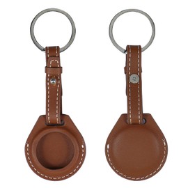 ZhaoCo Echt Ledertasche für AirTag Schutzhülle mit Schlüsselring, Anti-Kratzer - Braun