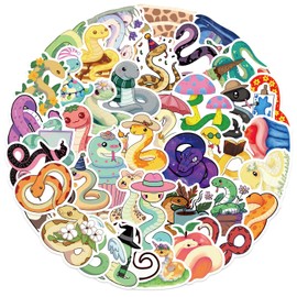 Macaroon Snake Stickers 50 Pcs Vinyl Cartoon Cute Animal Stickers for Laptop Skateboard Water Bottle Scrapbook Luggage Car Helmet Computer Bike,Waterproof Funny Sticker for Teens Adults