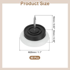 uxcell 40 Pcs Nail-on Furniture Pads, 1-1/16"(28mm) Plastic Round Anti-Slip Pads Hardwood Floor Protectors for Chair, Table, Desk, Cabinet Leg Feet Non Slip Glides, White