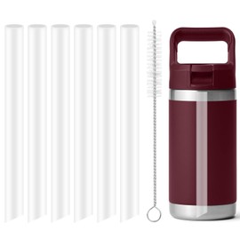 Joshey 6PCS Reusable Replacement Straws Compatible with YETI Rambler Jr. 12 oz Kids Water Bottle, Replacement Plastic Straws with 1 Cleaning Brush for YETI Cup