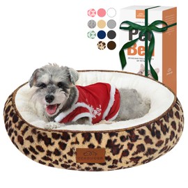 Zerbuger Cat Bed, 20In Dog Beds for Small Dogs, Calming Cat & Dog Beds for Indoor Pets, Pet Beds Comfortable Donut Round Ultra Soft (Leopard, Medium 23in)