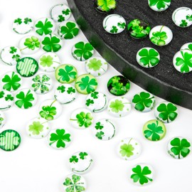 ARTESTAR Pack of 120 Lucky Stones Four-Leaf Clover Colourful Glass Nuggets, 12 mm Glass Cabochons Lucky Stones Decoration for Children DIY Crafts, Jewellery Making, Earrings, Necklaces, Home