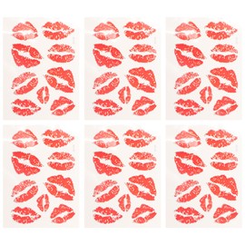 Red Lips Tattoo Stickers - Temporary Lip Stickers - Pack of 6 Kiss - Waterproof for Girls - Women and Children - Ideal Decoration for Special Occasions