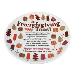 Enesco Our Name is Mud Friendship Friendsgiving Toast Thanksgiving Dinner Plate, 11 Inch, Multicolor