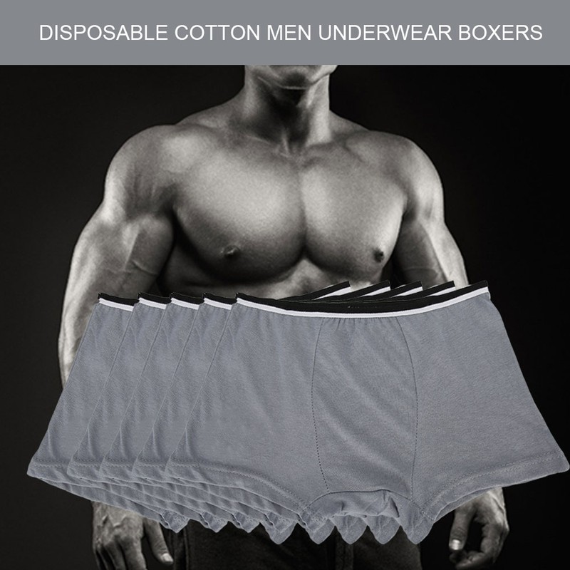 5pcs Disposable Men Male Underwear Boxers Cotton Sterilized Men UnderwearsXXL