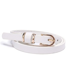 Women’s Skinny Leather Belt Solid Color Waist or Hips Ornament 10 Sizes (46-48, White 1/2" wide)