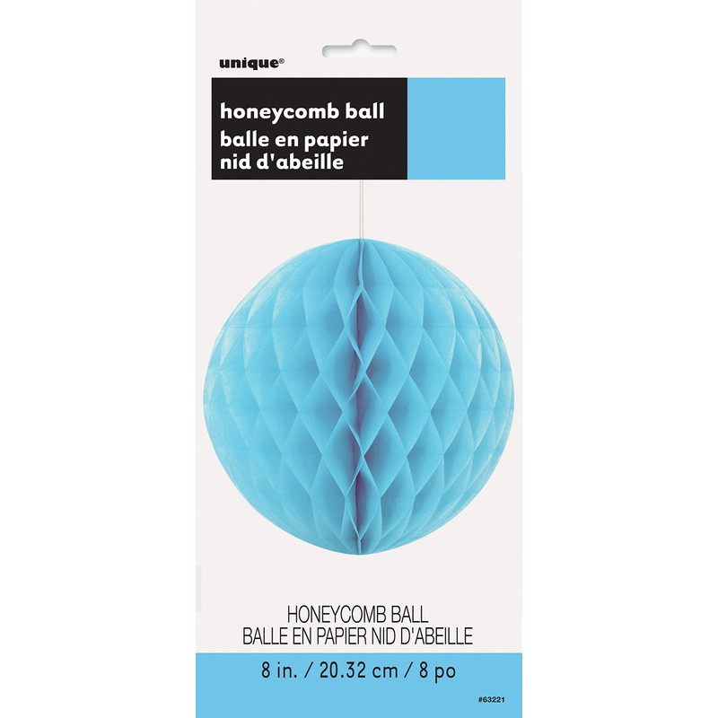 Powder Blue Hanging Paper Honeycomb Ball - 8'', 1 Count