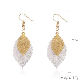 Clyhon Women's Alloy Metal Leaf Cut-Out Hook Earrings Fashion Jewellery Modest Chic Filigree Earrings - Vintage Style Teardrop Light Statement Cutout Pendant Drop for Women, Sterling Silver