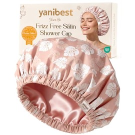 Yanibest Gorro Ducha Forro Satén Mujer Reutilizable Impermeable Antiencrespamiento Gran Tamaño Banda Elástica Suave Gorros Lujo Protección Cabello