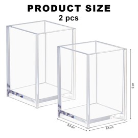 MOLIMOLI Set of 2 Acrylic Pen Holder Brush Holder Transparent Pen Cup Makeup Brush Container Pens Storage for Office School Home