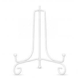 Tincogo Pack of 2 Metal Plate Stands - Iron Easel Stand for Plates, Picture Frames, Photo, Art - White - Height 6 Inches (14.5 cm)