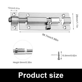 OXBIT Door Latch, Pack of 6 Stainless Steel Door Latches, Bolt Bolt Bolt Stainless Steel with Mounting Screw, Inner Door Locks, for Doors, Windows, Fences, Cabinet Doors