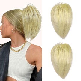 Fulang Hair Pack of 2 Ponytail with Clip Hairpiece with Clip Hairpiece with Elastic Band Large Bun Hairpiece Claws Clip Hairpiece Messy Bun Hairpieces Wavy Natural Synthetic Hair Scrunchie Women