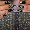 8Sheets Gold Plastic Nail Art Stickers Decals, Star Moon Sun