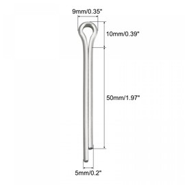 sourcing map Split Cotter Pin, 5mm x 50mm 316 Stainless Steel Clip Fastener Fitting for Automotive, Mechanics, Silver Tone, 4Pcs
