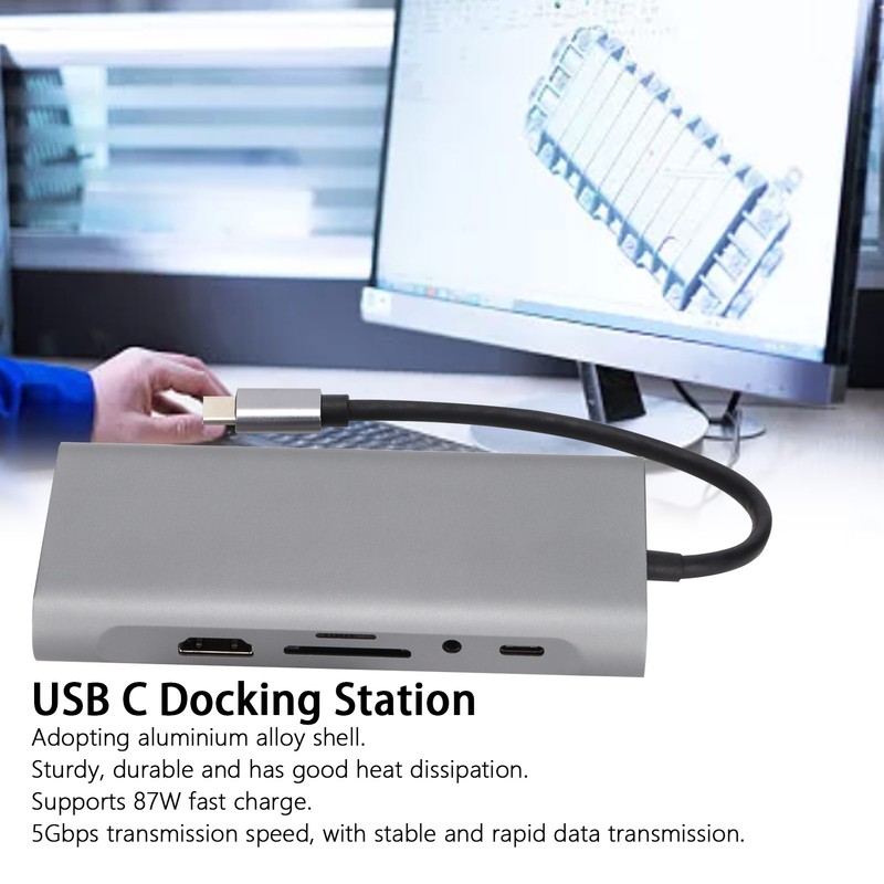 USB C Docking Station 11 in 1 Durable Sturdy 87W