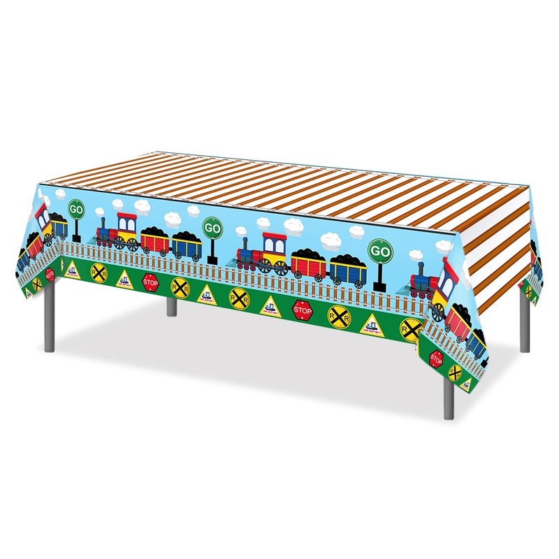 CC HOME 1 Pack Train Plastic Tablecloth 54 x 87
