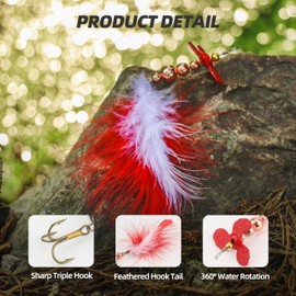 Probite Propeller Spinnerbaits Fishing Lures Kit – 5pcs Spinner Baits for Bass Pike Trout, Propeller Fishing Lures for Freshwater & Saltwater Fishing Tackle with Feathered Hook & Tackle Box