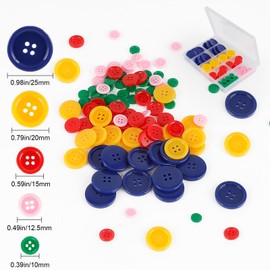 Premium Color Sewing Buttons, 100PCS Round Resin, 4 Holes Craft, Handmade Sewing Button, Sizes 40L/32L/24L/20L/16L, for Garment DIY Art Crafts Projects Decoration (Non-Dyed Buttons)