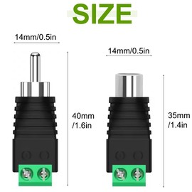 DAOKAI RCA Adapter Terminal Block Set RCA to AV Male and Female Block Screw Connection Connector 2-Pin Audio/Video Speaker Cable Connector for CCTV Security Camera (12 Pairs)